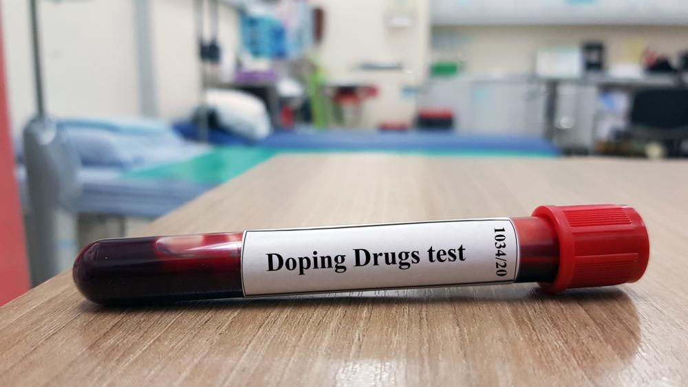 Laboratory sample of blood for doping drugs test