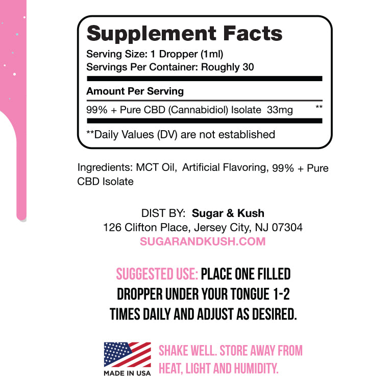 Cotton Candy Flavored CBD Oil Drops (500, 1000, 3000 mg) – Sugar