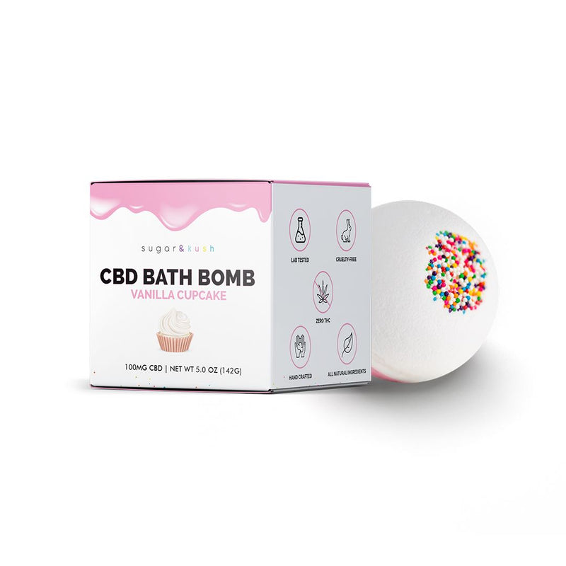 30% OFF Spa Certificate Vanilla Cupcake CBD Bath Bomb bath S&K Bath Bombs 